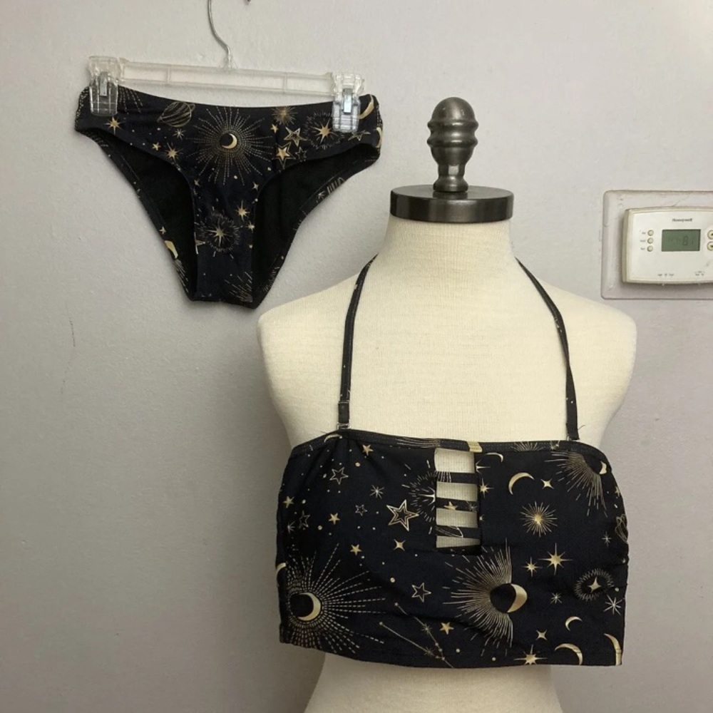 8-30 Hot Topic black bikini Small Sun Moon Stars Galaxy Planets